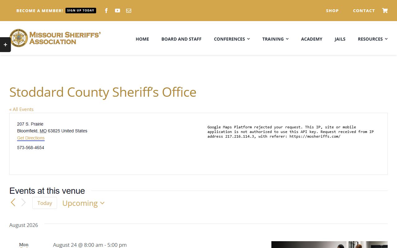 Stoddard County Jail sheriff contact listing